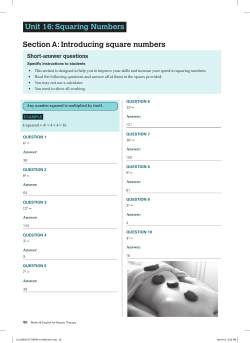Unit 16: Squaring Numbers Section A: Introducing square numbers