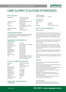 LIME SLURRY (CALCIUM HYDROXIDE)