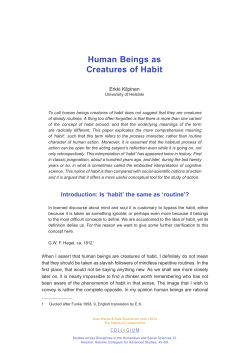 Human Beings as Creatures of Habit