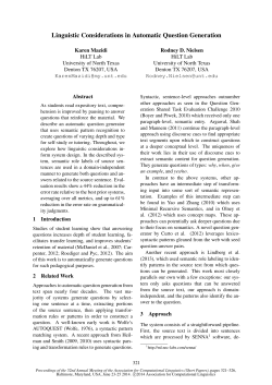 Linguistic Considerations in Automatic Question Generation