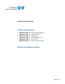 Provider Level Adjustments Complex Forward Balance Examples