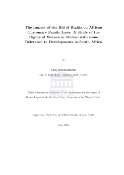 The Impact of the Bill of Rights on African Customary Family Laws: A