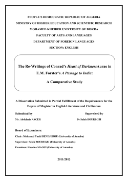 The Re-Writings of Conrad`s Heart of Darkness Aurae in E.M.