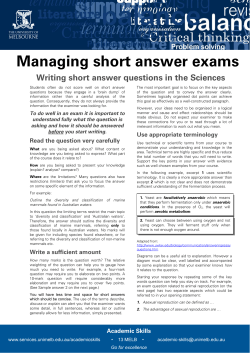 Managing short answer exams Writing short answer questions in the