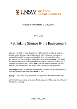 ARTS1300 Rethinking Science and the Environment