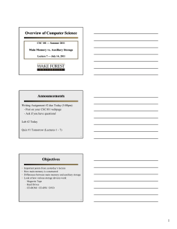 Overview of Computer Science Announcements Objectives