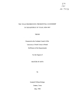 MO. 7 V7A THE TEXAS PRESIDENCIES: PRESIDENTIAL