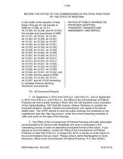 Proposed Rules 44-2-207 - Commissioner of Political Practices