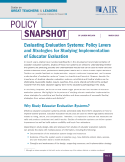 POLICY SNAPSHOT - Center on Great Teachers and Leaders