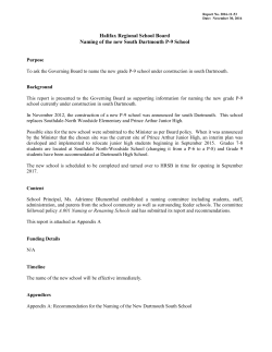 Halifax Regional School Board Naming of the new South Dartmouth