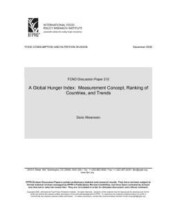 A Global Hunger Index: Measurement Concept, Ranking of
