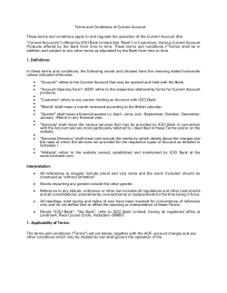 Terms and Conditions of Current Account