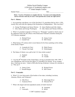 Online Social Studies League A Division of AcademicLeagues.com