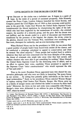 Civil Rights in the Burger Court Era