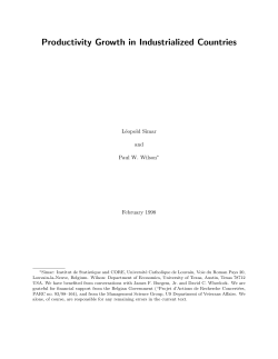 Productivity Growth in Industrialized Countries