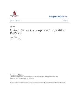 Cultural Commentary: Joseph McCarthy and the Red Scare