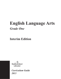 English Language Arts Grade 1 Curriculum Guide