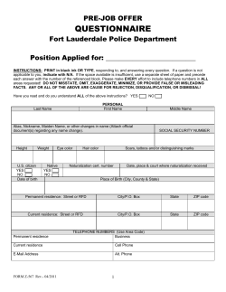 PJQ form - Fort Lauderdale Police Department