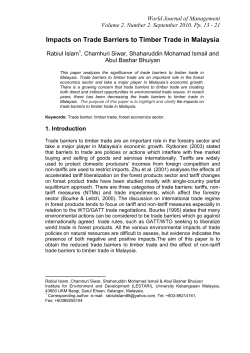Impacts on Trade Barriers to Timber Trade in Malaysia
