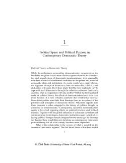 Political Space and Political Purpose in Contemporary Democratic