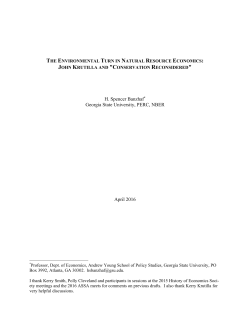 H. Spencer Banzhaf* Georgia State University, PERC, NBER April