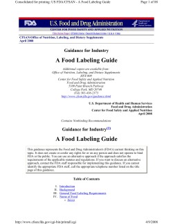 Guidance For Industry: A Food Labeling Guide
