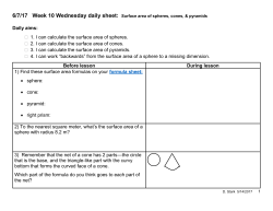 Daily aims: 1. I can calculate the surface area of spheres. 2. I can