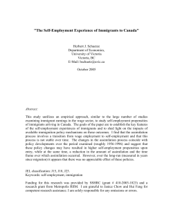 "The Self-Employment Experience of Immigrants to Canada"