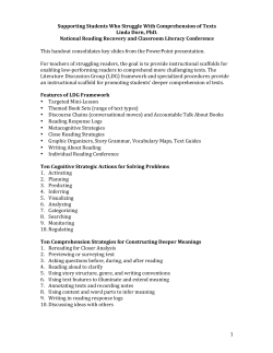 1 Supporting Students Who Struggle With Comprehension of Texts