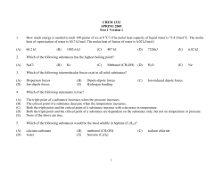 CHEM 1332 SPRING 2005 Test 1 Version 1 1. How much energy is