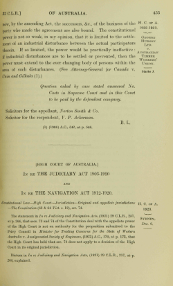 OF AUSTRALIA. 455 B. L. IN RE THE JUDICIABY ACT 1903