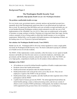Background Paper 1 The Washington Health Security Trust