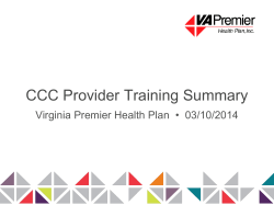 CCC Provider Training Overview