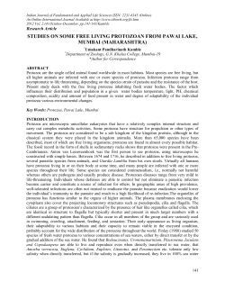 studies on some free living protozoan from pawai lake