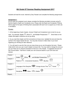6th Grade GT Summer Reading Assignment 2017