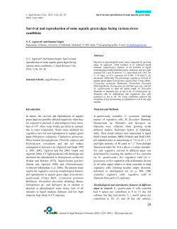 Survival and reproduction of some aquatic green algae facing