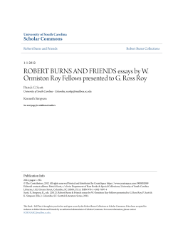 ROBERT BURNS AND FRIENDS essays by W. Ormiston Roy