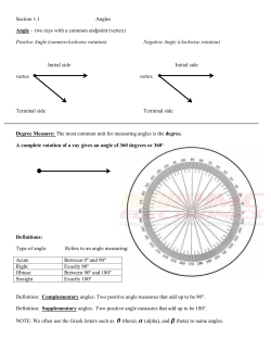 Section 1.1 Angles Angle