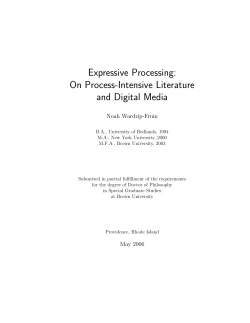 Expressive Processing: On Process-Intensive Literature and Digital