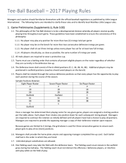 Tee-Ball Baseball &ndash; 2017 Playing Rules