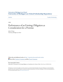 Performance of an Existing Obligation as Consideration for a Promise