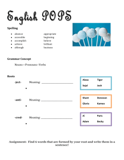 Spelling Grammar Concept Nouns&mdash;Pronouns--Verbs Roots