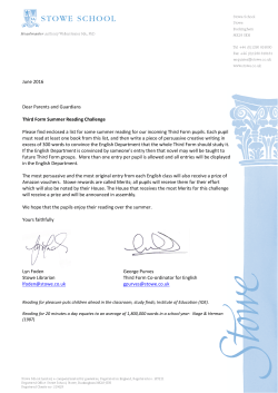 June 2016 Dear Parents and Guardians Third Form