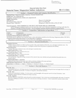 Material Name: Magnesium Sulfate Anhydrous ID: C1