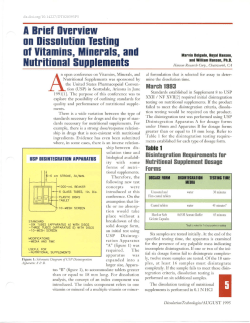 A Brief Overview on Dissolution Testing of Vitamins, Minerals, and