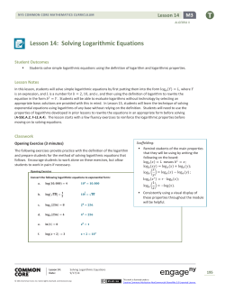 Lesson 14: Solving Logarithmic Equations