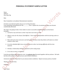PERSONAL STATEMENT SAMPLE LETTER