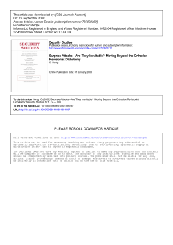 Or Honig, `Surprise Attacks&mdash;Are They Inevitable? Moving Beyond