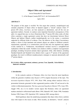 Object Clitics and Agreement*