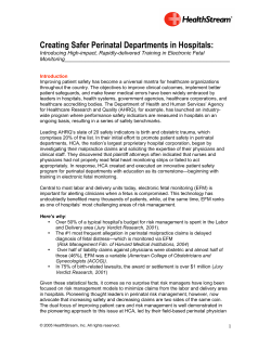 Creating Safer Perinatal Departments in Hospitals